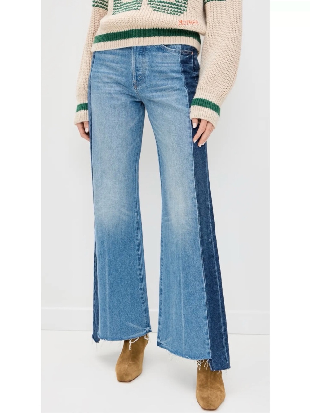 MOTHER SUPERIOR Jeans Tux Sidestepper Sneak Fray Double Stacked Blue Size 24